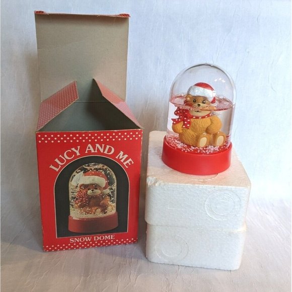 80s Snow Globe Lucy Bear Vtg Enesco Dome Christmas Rigg Teddy And Me  1982 Boxed - Picture 1 of 12